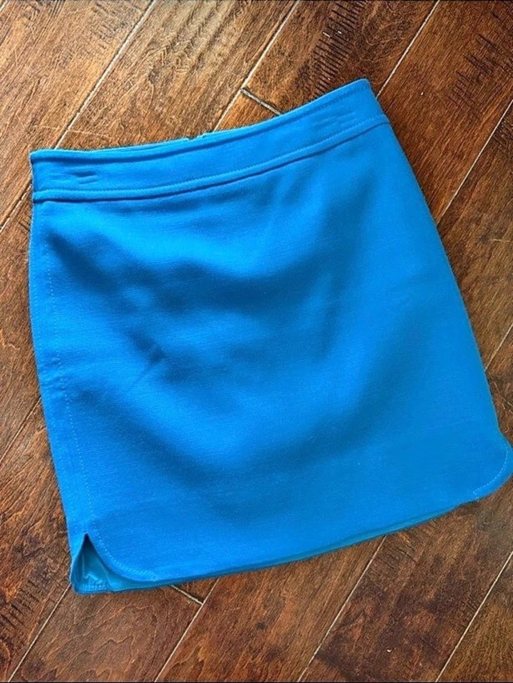 Ann Taylor Blue Wool Mini Skirt Classic Straight Cut Size 2P